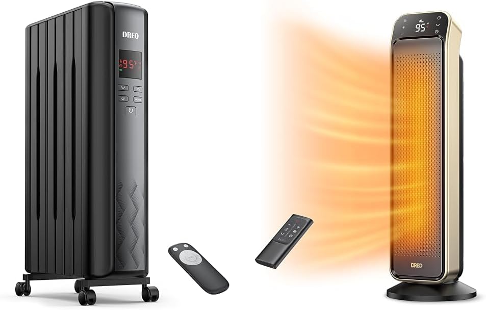 Dreo Radiator Heater, Upgrade 1500W Electric Portable Space Oil Filled Heater with Remote Control & Space Heater Indoor, 25