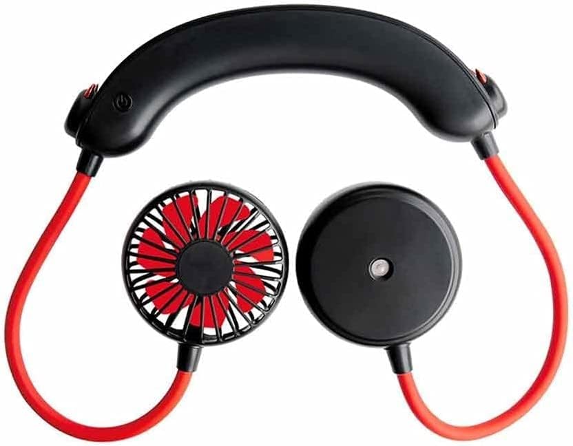 Summer Mini Hanging Neck Fan Portable USB Rechargeable Outdoor Air Cooling Fan Hands-Free Neck Band Electric Fan Heat Sink Motion Mute (Color : Black)