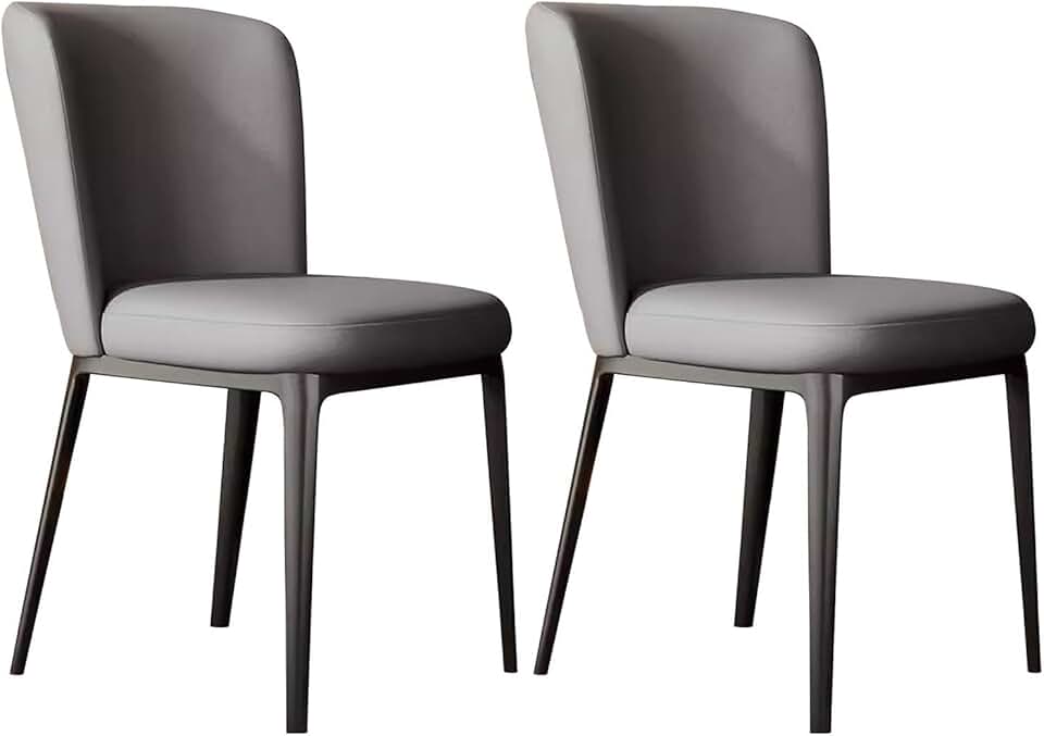 Dining Chairs Kitchen Chairs Soft Comfortable Durable Leisure Chair Set of 2 Faux Leather Upholstered Dining Room Chairs with Back Metal Anti-Skid Foot Living Room Bedrooms Vanity Chair/K Gray