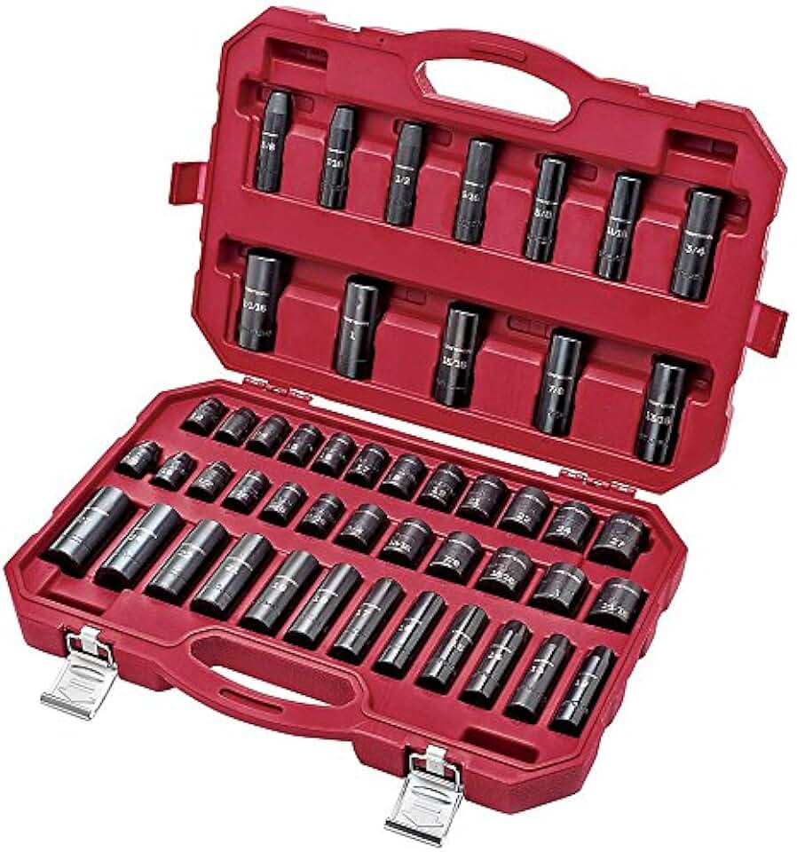 Craftsman 48pc Master Laser Impact Socket Accessory Set with Portable Case, 1/2 Drive, Inch/metric