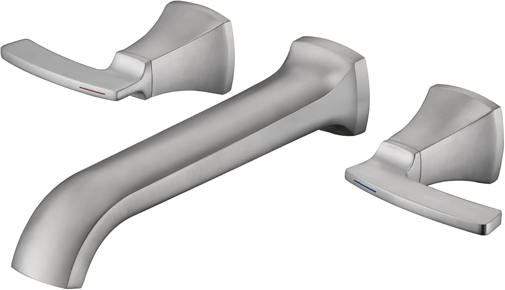 Wall Mount Tub Filler Roman Tub Faucet High Flow Long Spout Reach Brushed Nickel Bathtub Faucets with 2 Handles