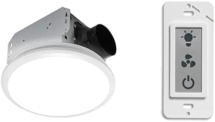 Homewerks 7141-80 Bathroom Fan Integrated LED Light Ceiling Mount Exhaust Ventilation 7150-02 LED 2-Way Panel Bathroom Light Switch