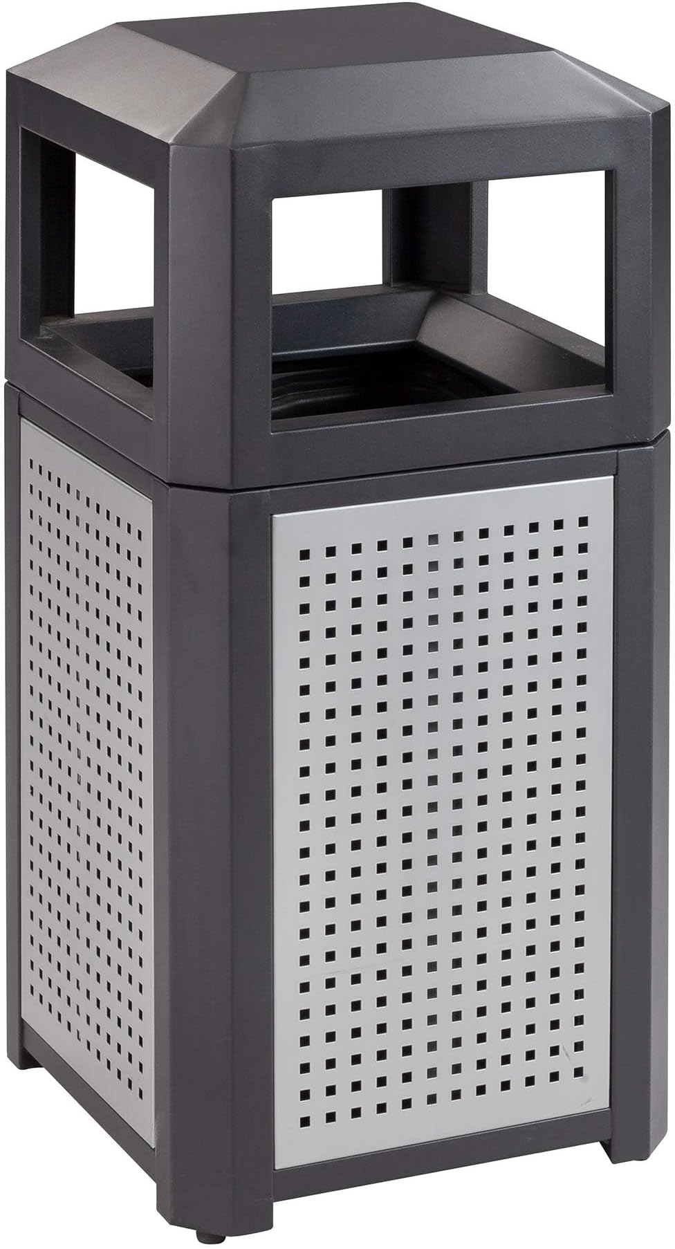 Safco Evos Steel Garbage Can for Indoor and Outdoor Use, Trash Receptacle with Plastic Liner, 15 Gallons