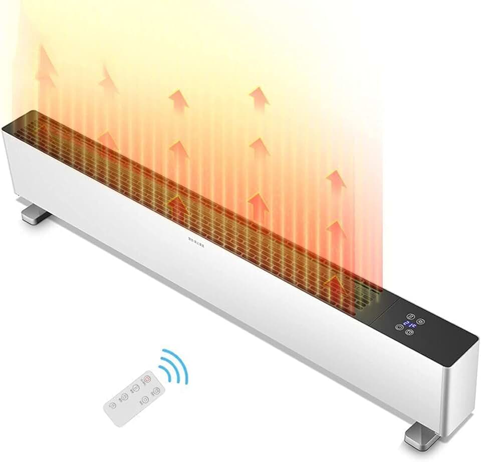 2200W Baseboard Heater, Quiet Energy-Saving Convection Electric Heater with Remote Control,3 Heating Settings,24Hr Timer, Safty Child Lock Design,Suitable for Living Room Office Bathroom