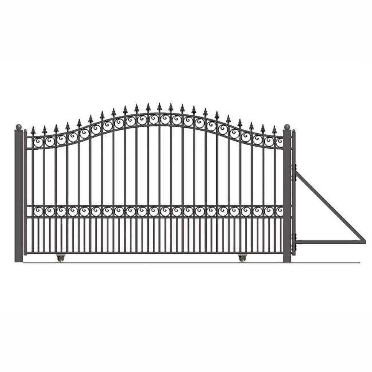 16 ft. London Style Iron Single Slide Driveway Gate with AC1500 Operator