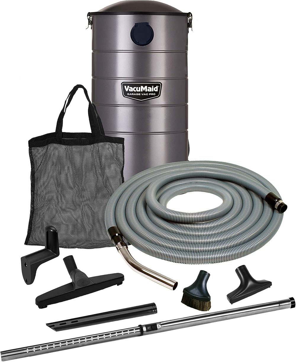 VacuMaid GV30PRO Wall Mounted Garage and Car Vacuum with 30 ft. Hose and Tools.