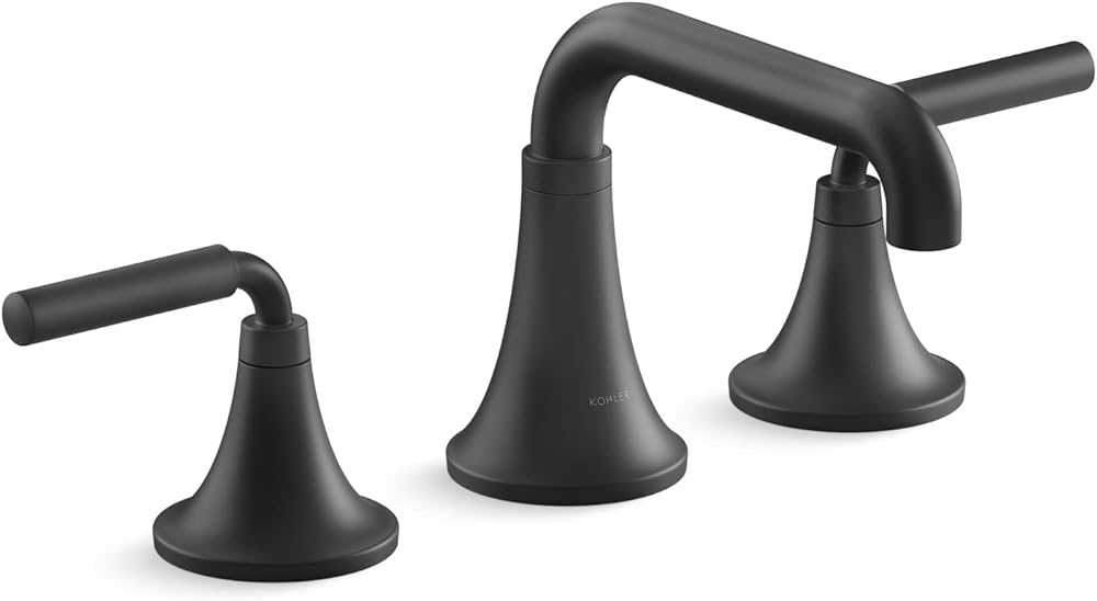 KOHLER 27416-4-BL Tone Widespread Bathroom Faucet, 1.2 GPM, Matte Black