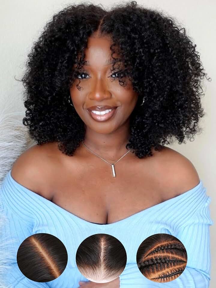 YIROO Bleached Knots Wig Bye Bye Knots Wig Put On and Go Glueless Kinky Curly Wig 7X5 HD Curly Lace front Wig Human Hair 12A Glueless Pre-cut Lace Wig Pre Plucked Baby Hair 200% Density 26 Inch