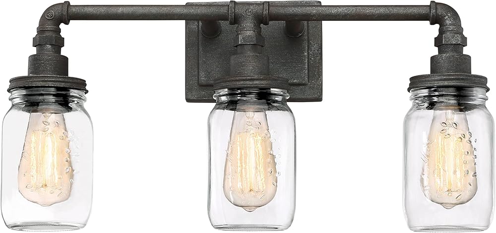 Quoizel SQR8603RK Squire Industrial Rustic Vanity Wall Lighting, 3-Light 300 Total Watts, 11