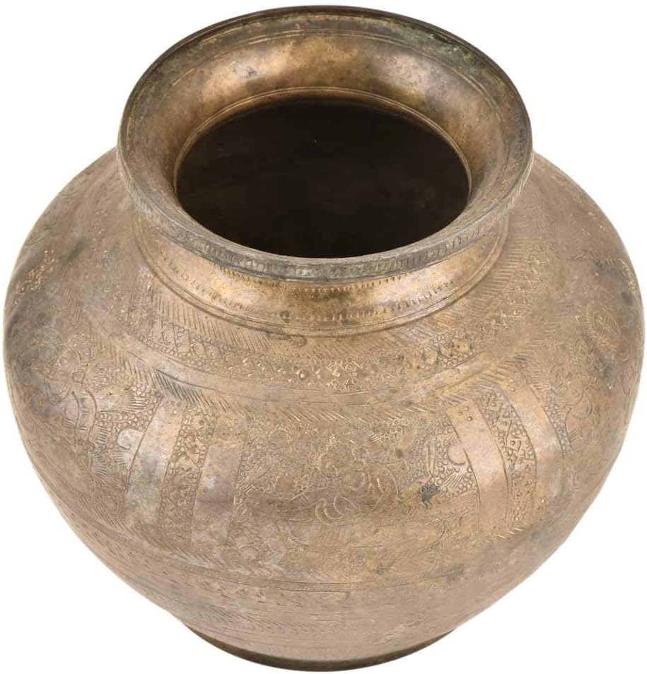 IndianShelf Vocalforlocal Handmade Vintage Brass Engraved Water Storage Pot Hindu Ritual Pot Pack of 1 Indian Kitchen Utensils