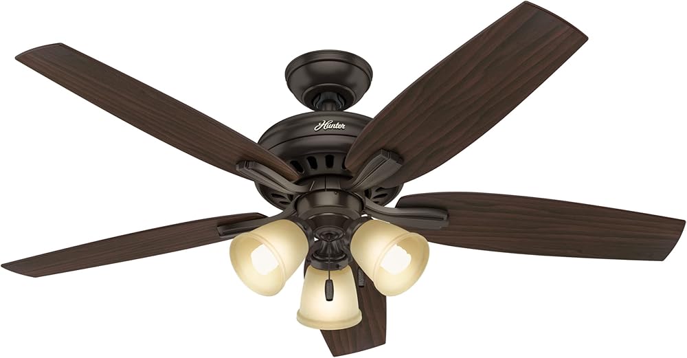 Hunter Fan Company, 53317, 52 inch Newsome Premier Bronze Ceiling Fan with LED Light Kit and Pull Chain