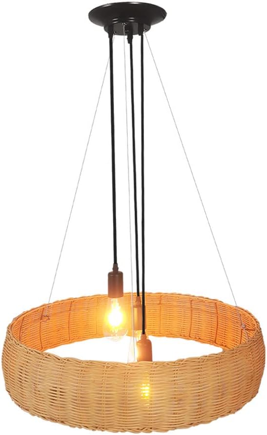 3-Light Bamboo Pendant Light Retro Creative DIY Bamboo Light fixtures Ceiling Work Hand Vintage Wicker Hanging Lamp for Kitchen Island Farmhouse Dining Room Lighting