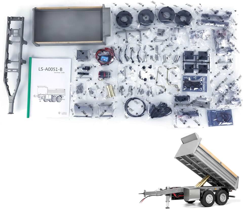 TOUCAN RC HOBBY LESU 2-Axle Metal 1/14 RC Hydraulic Full Trailer Remote Control Dump Truck Model