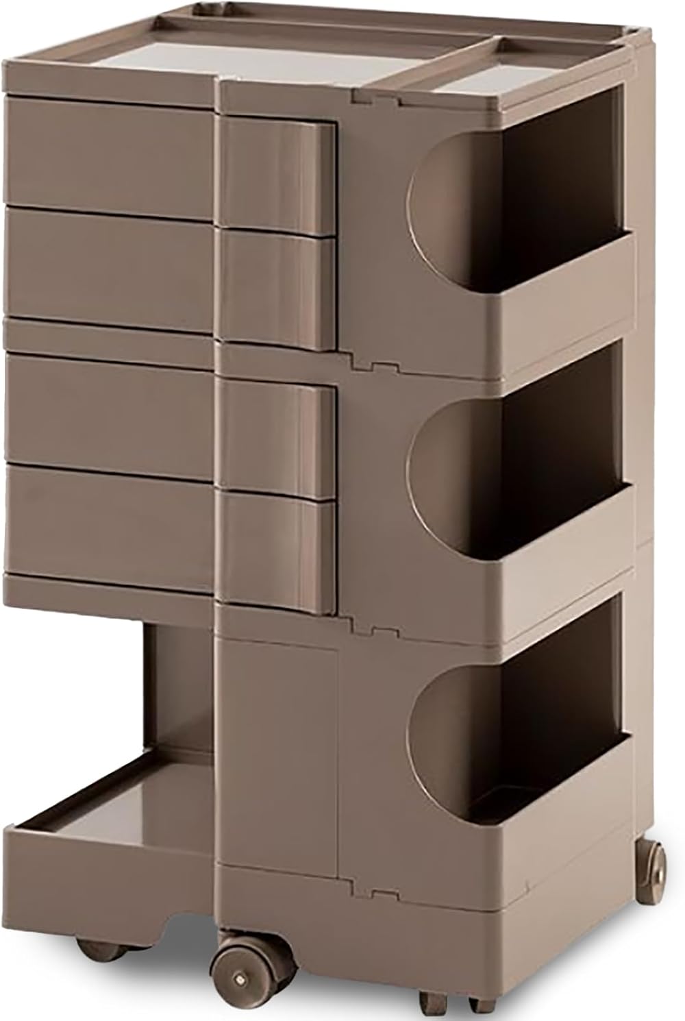 Multipurpose Utility Storage Cart - Ultra Storage Caddy with Wheels and Swing Out Drawers - Designer Trolley Cart - Mobile Caddy for Salon Supplies, Kitchen Bathroom Portable Cabinet - Wet Sand