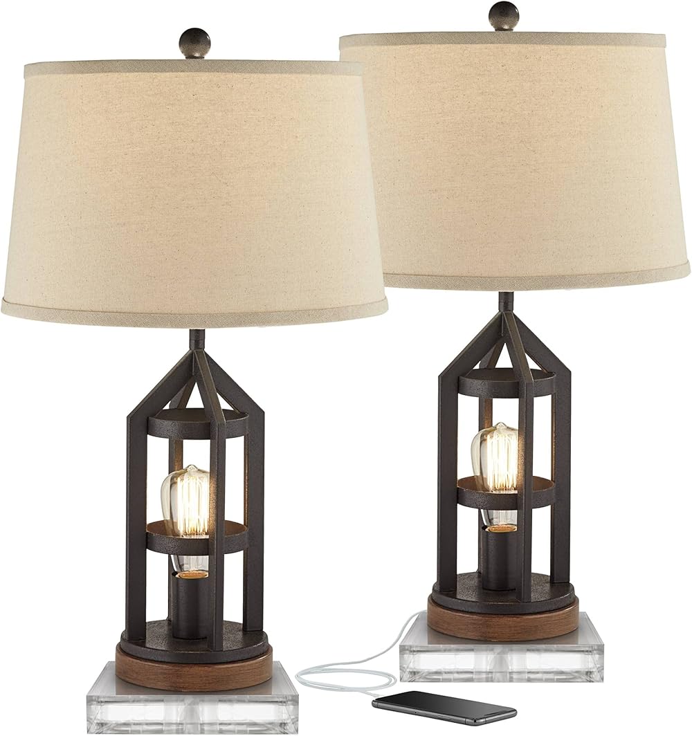 Franklin Iron Works Lucas Industrial Western Table Lamps 27.5