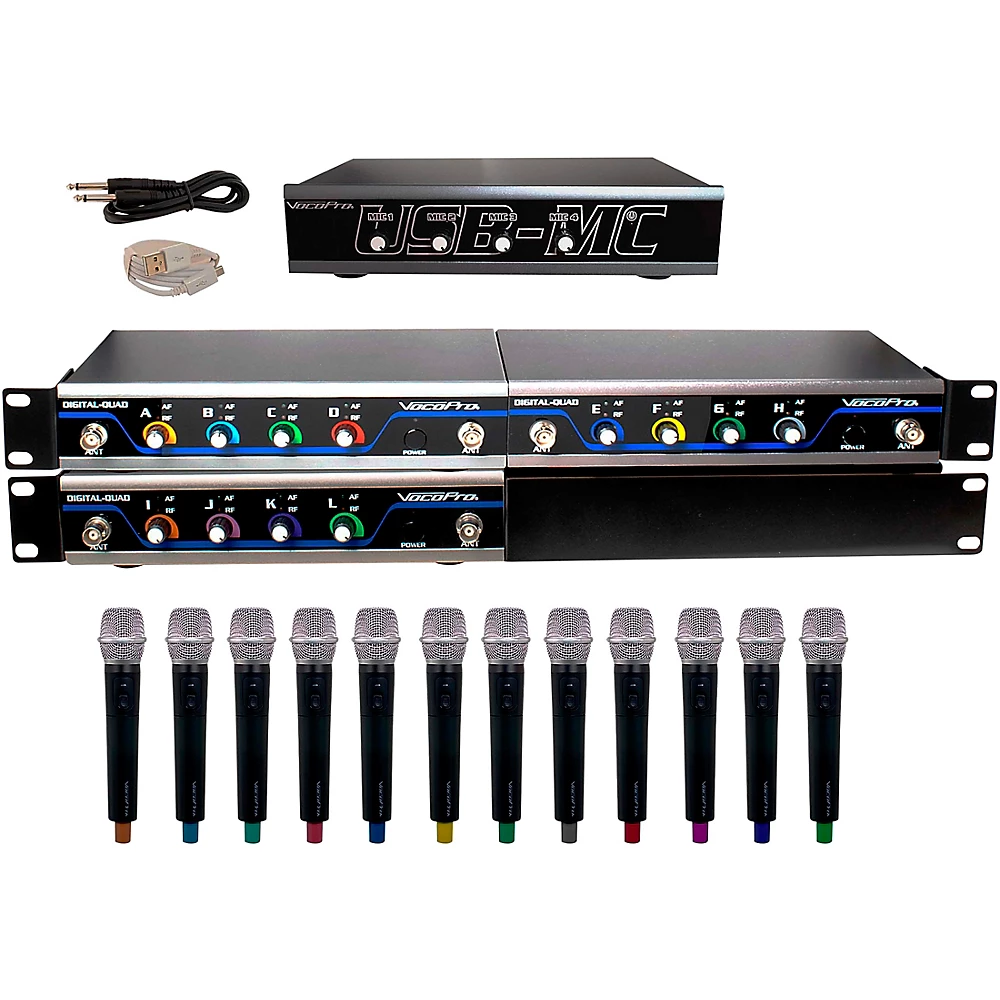 VocoPro USB-ACAPELLA-12 12-Channel Wireless Microphone/USB Interface Package, 902-927.2mHz