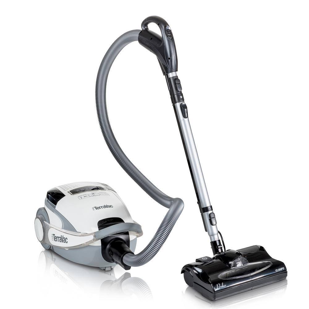 Prolux White TerraVac 5-Speed Quiet Canister Vacuum Cleaner with Sealed HEPA Filter