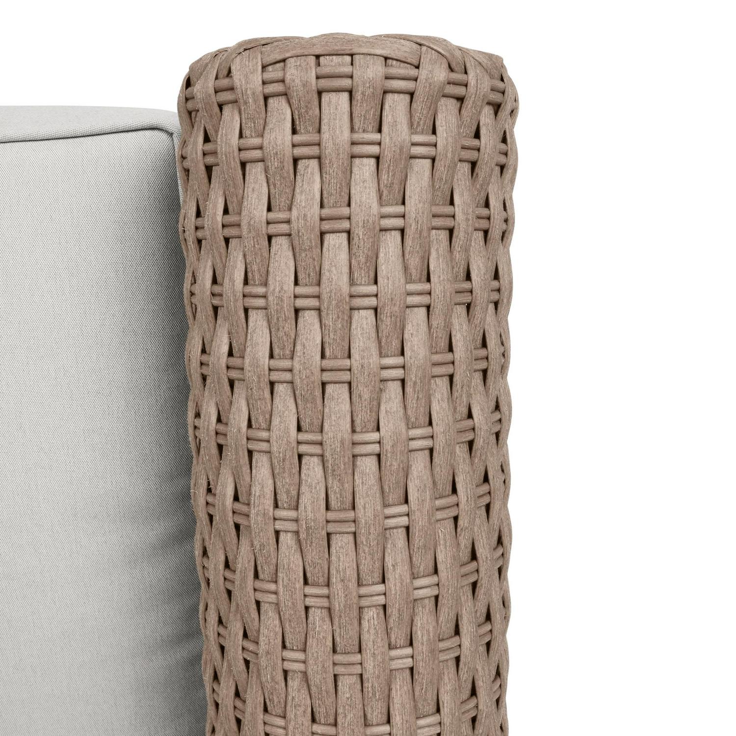 allen + roth Emerald Cove Wicker Brown Steel Frame Swivel Glider Conversation Chair with Tan Cushioned Seat