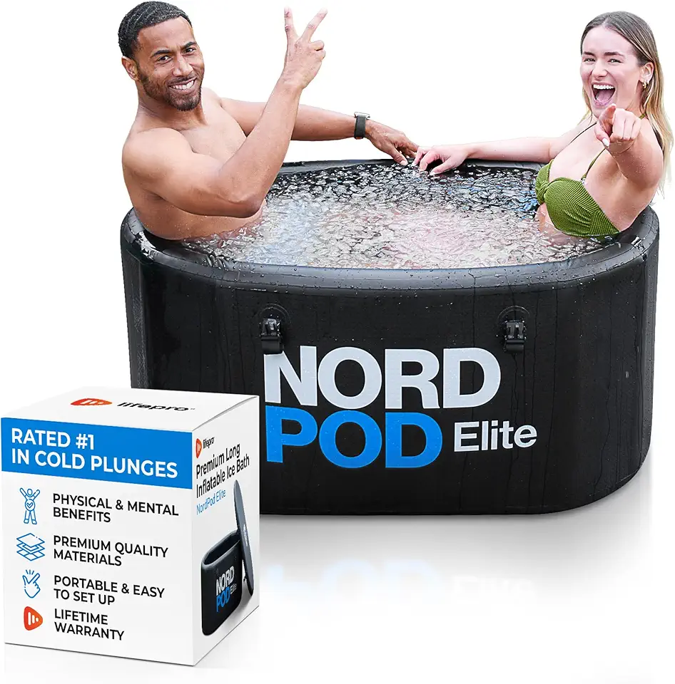 Lifepro NordPod Elite Recovery Ice Tub - 2 Person Portable Ice Bath Tub for Athletes - Cold Plunge Tub for Outdoor, Easy Setup Cold Bath with All-Weather Lid and Air Pump, Ice Baths for at Home