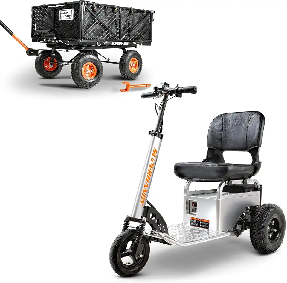 SuperHandy Electric Tugger Cart & Heavy-Duty Garden Cart - 660lb Load Capacity [Bundle Deal]