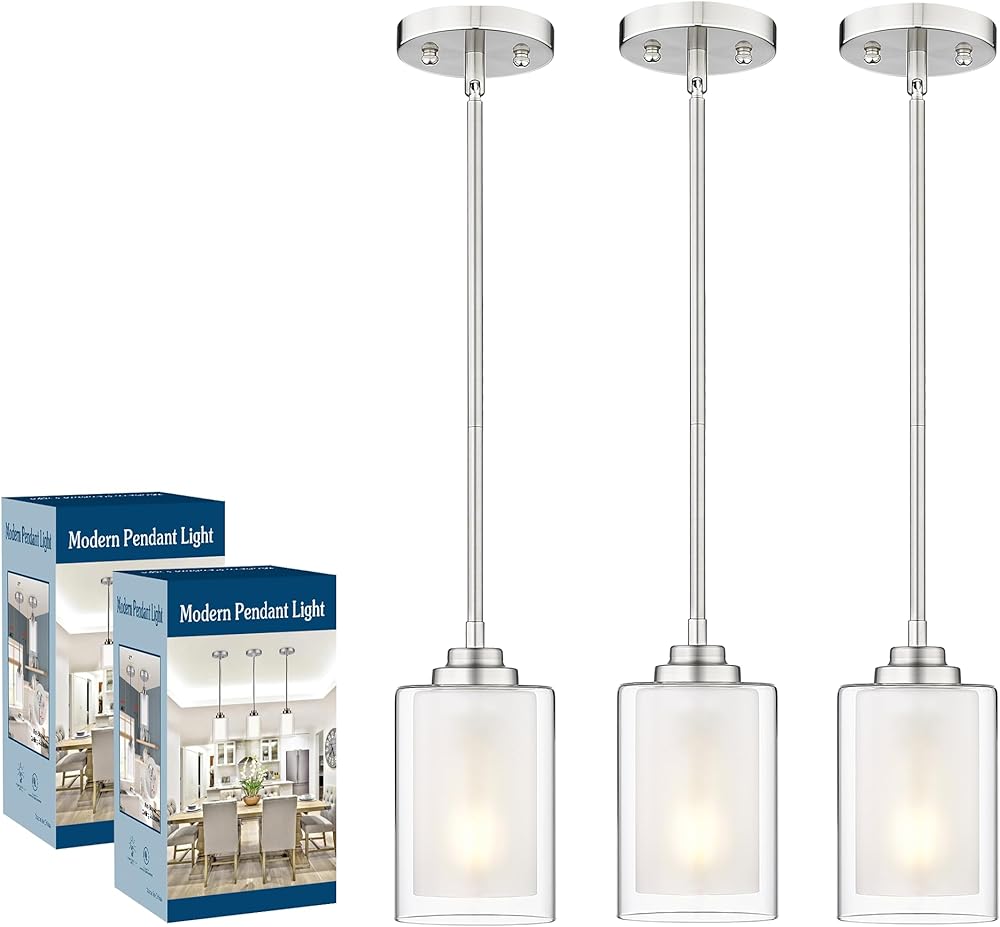 TENGXIN Modern Pendant Light Fixture,Brushed Nickel Modern Pendant Light for Kitchen Island,Bathroom,Living Room.