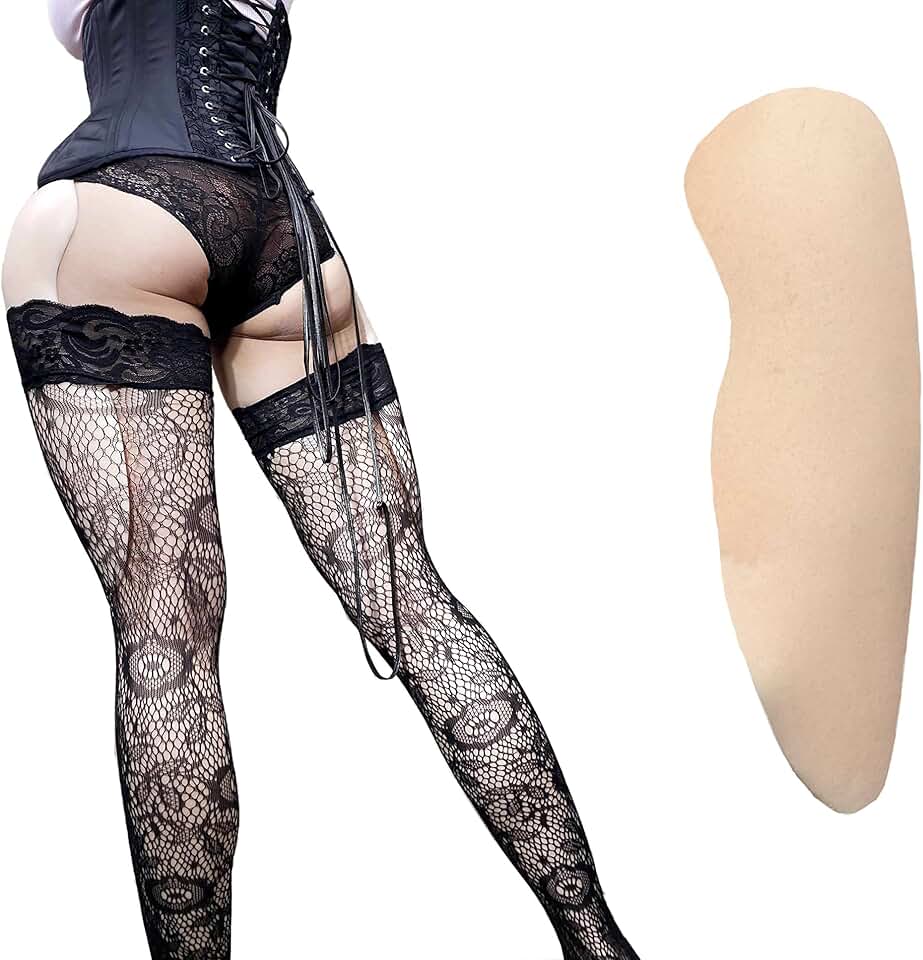 BIMEI Self-adhering Full Silicone-Thigh Pads Padded Push-up Crossdresser Shapewear Flexible Hip Enhancer for Drag Queens(L, Light) Beige
