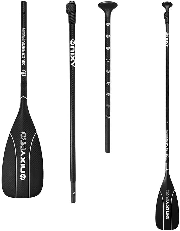 NIXY Full Carbon Fiber SUP Paddle – Adjustable 3 Piece Pro Paddle with ABS Blade Edge for Stand Up Paddle Board – Durable, Lightweight Floating Paddle