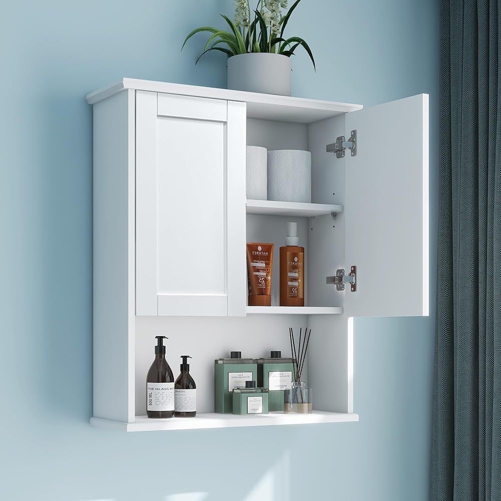 Bathroom Wall Cabinet Wall Mount Buffering Hinge MDF Material,above Toilet Storage Cabinet 23