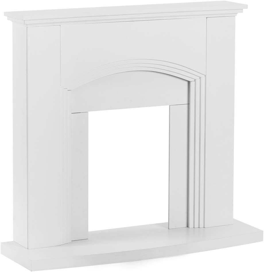 Abbotsford Electric Fireplace Stove Mantel Trim Surround - 45-inch - Elegant White Gloss Finish
