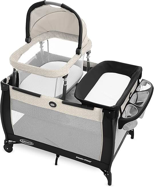 Graco Pack 'n Play Day2Dream Travel Bassinet Playard Features Portable Bassinet Diaper Changer and More (Lo, Lo, W/Fold Flat Bassinet)