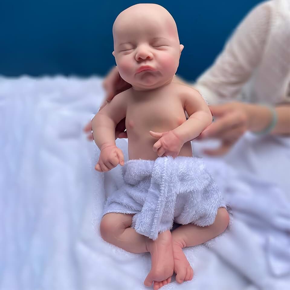 Lifelike 18 Inch Silicone Reborn Baby Dolls Soft Newborn Infant Sleeping Boy, Handmade Advanced Painted Gift Toy for Kids Age 3+