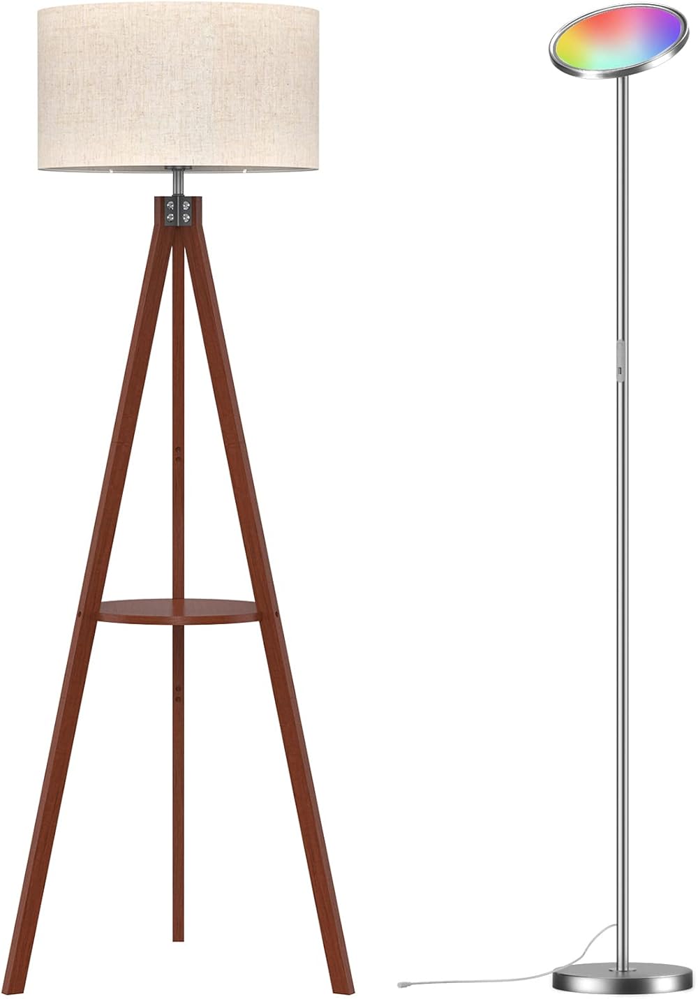 LEPOWER Wood Tripod Floor Lamp and Smart LED Bright Floor Lamp