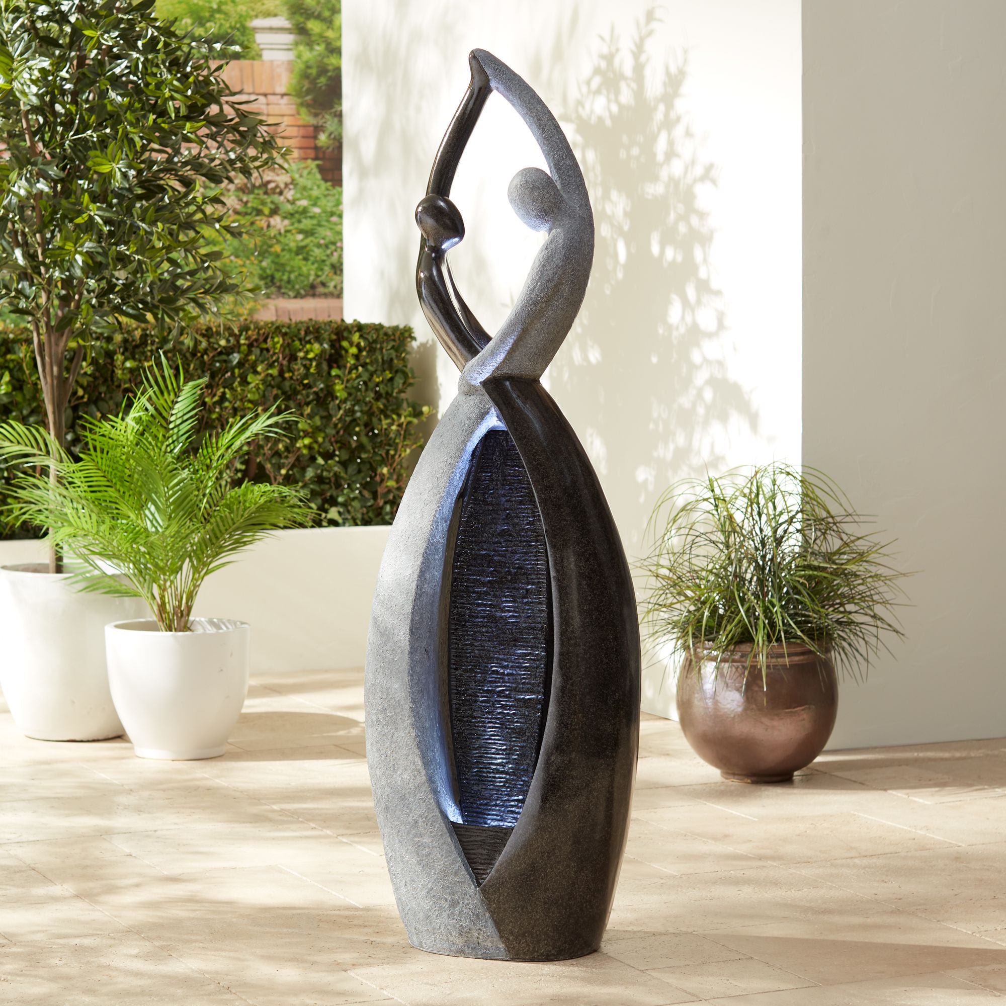 John Timberland Dancing Couple Modern Outdoor Floor Water Fountain with LED Light 57