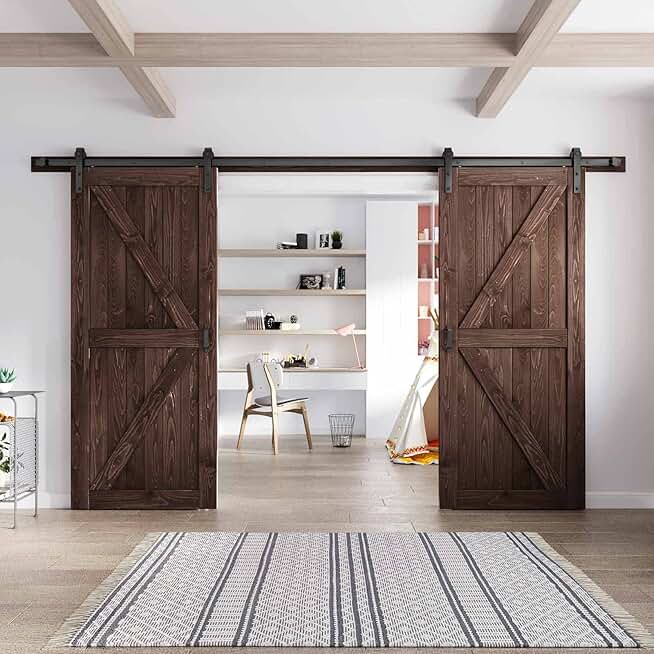 36 Double Brown Barn Door with 13.2 ft Hardware Included (72 barn Door)