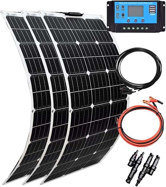 12v Flexible Solar Panel Mono Module Kit(80w/160w/240w/320w), 40a Solar Controller, 12v Battery Power Charging, For Boat, Car, Caravan,240W