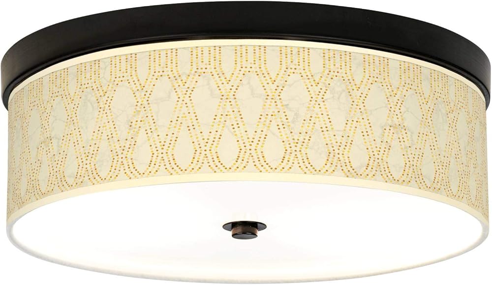 Roman Pebbles Giclee Energy Efficient Bronze Ceiling Light with Print Shade