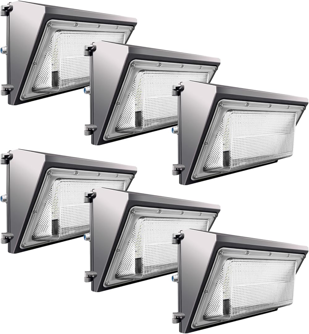 200W LED Wall Pack, 30000LM Dusk-to-Dawn Photocell, 1500W MH/HPS Eqv. Commercial Outdoor Lighting, IP65 Wall Packs Lights for Warehouses/Parking Lots -2024 News 6Pack