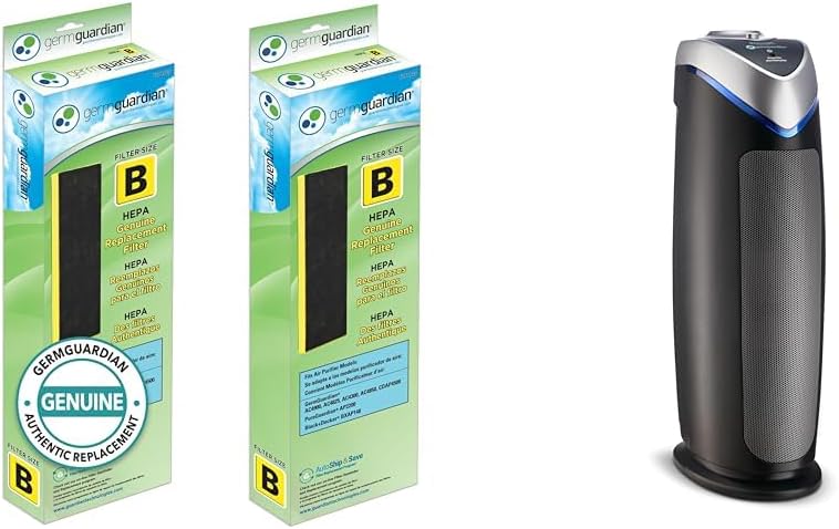 GermGuardian Filter B HEPA Pure Genuine Replacement Filter, Removes 99.97% of Pollutants & Air Purifier with HEPA 13 Filter, Removes 99.97% of Pollutants, Covers Large Room up to 743 Sq. Foot Room