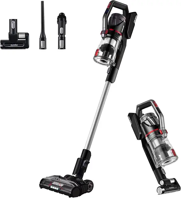 Eureka Lightweight Cordless Vacuum Cleaner with LED Headlights, 450W Powerful BLDC Removable Battety Handheld Vac for Multifloors, Carpet & Hardwood Floor, Altitude Pro + Motorized Pet Tool, Red