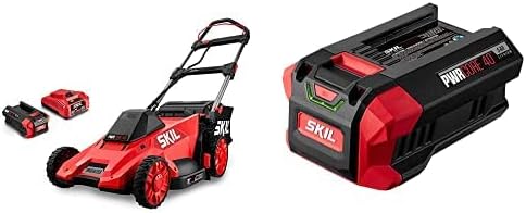 SKIL PWR CORE 40 20-Inch Brushless 40V Push Mower Kit with Additional 5.0Ah Battery (PM4910-10 & BY8708-00)