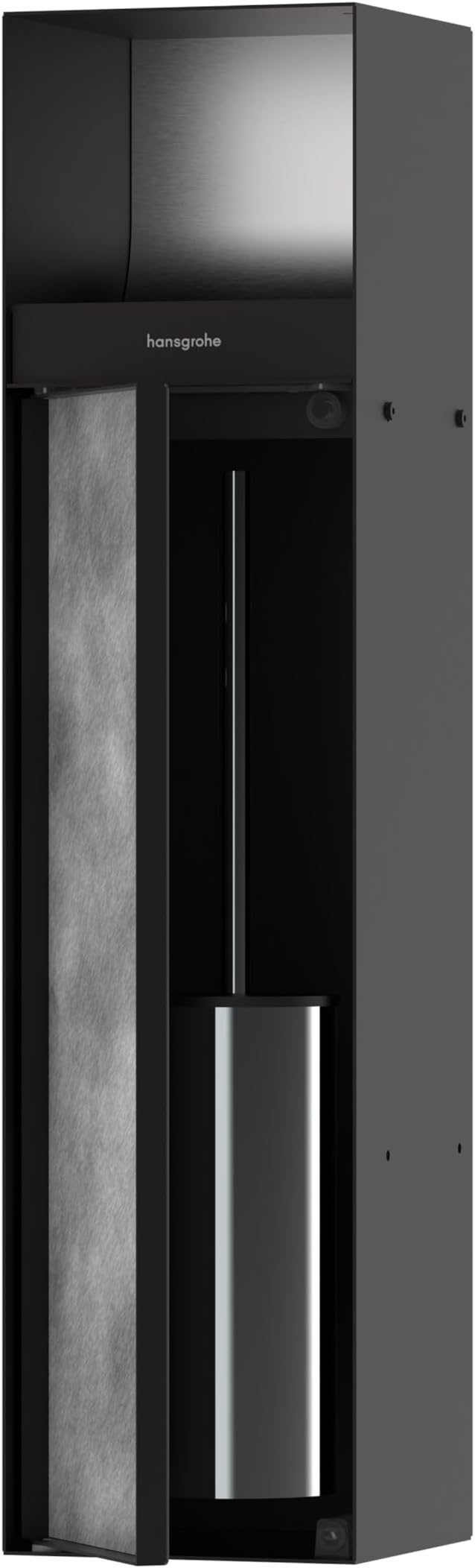 hansgrohe XtraStoris Rock Recessed Toilet Brush Holder with Toilet Paper Holder & Tileable Door in Matte Black, 56062670