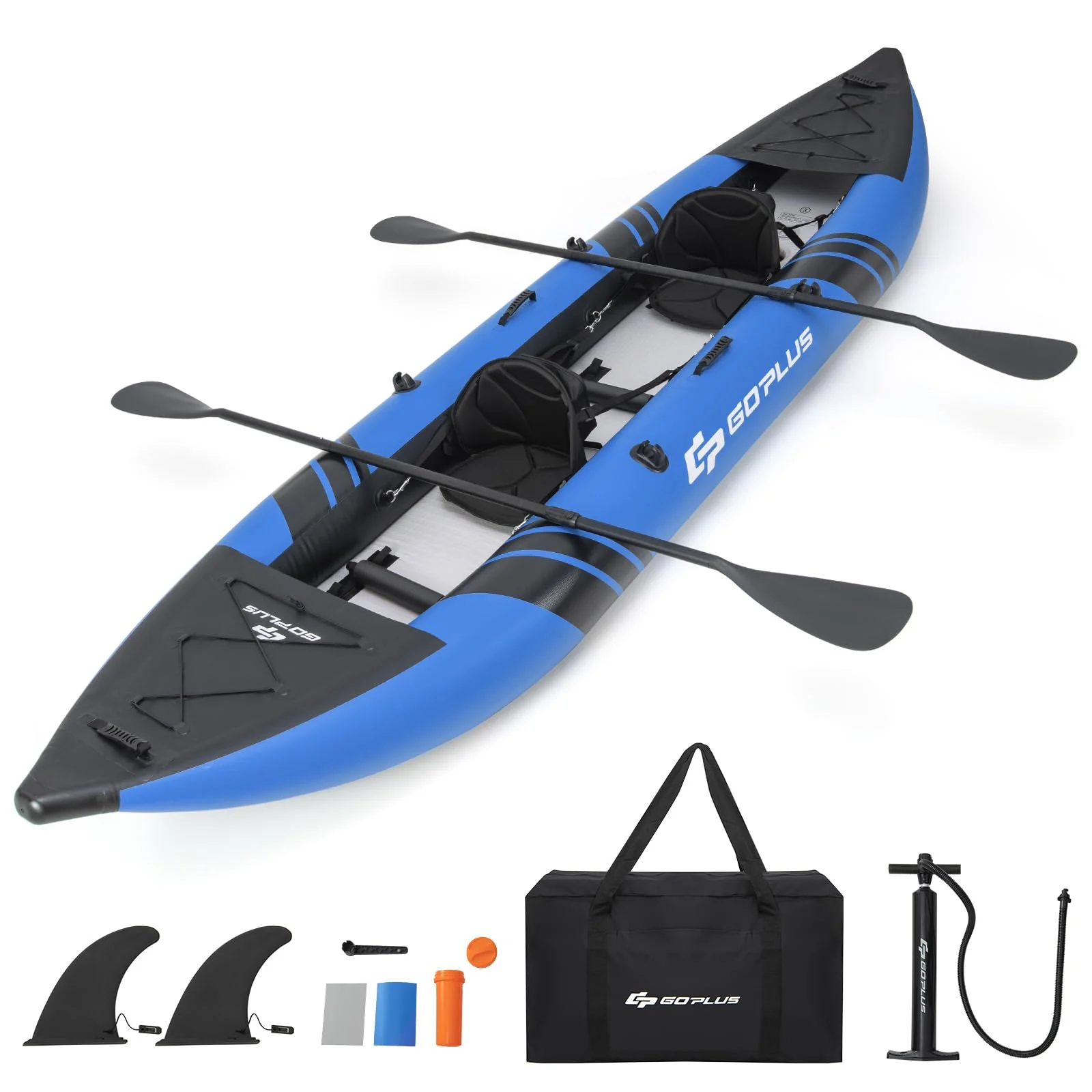 Goplus Inflatable Kayak, 2-Person Kayak Set for Adults with 507 LBS Weight Capacity