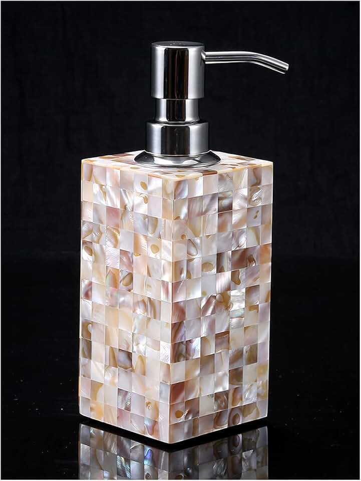 Soap Dispenser Handmade Soap Dispenser Shampoo Soap Lotion Home Bathroom Beauty Salon Barber Shop Shell Color 300ml/10.5oz Soap Dispenser for Bathroom Kitchen Bracket