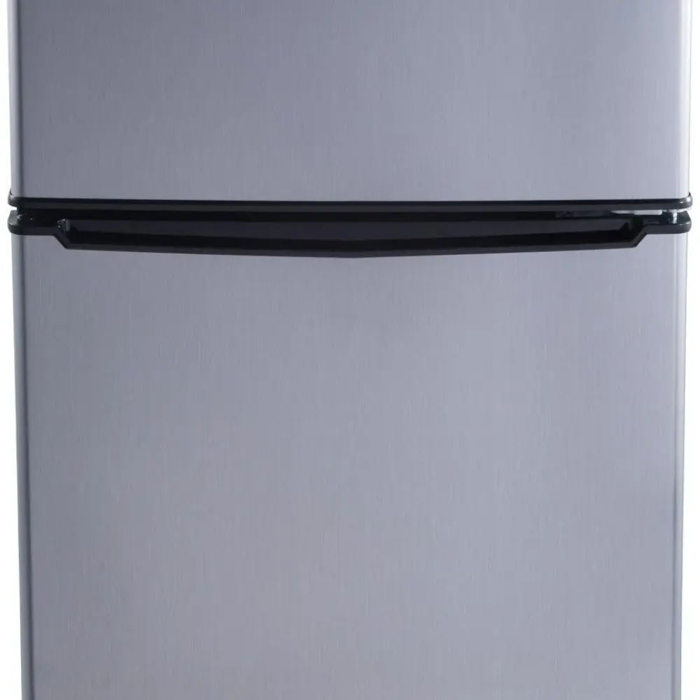 Galanz 3.1 Cu ft Two Door Mini Fridge with Freezer, Stainless, Estar, New