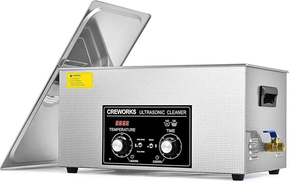 CREWORKS 22L Ultrasonic Cleaner with Heater and Timer, 480W Stainless Steel Ultrasonic Cleaner Machine with Degas & Gentle Modes, Ultrasonic Parts Cleaner with Knob Control for Machine Part Auto Tool
