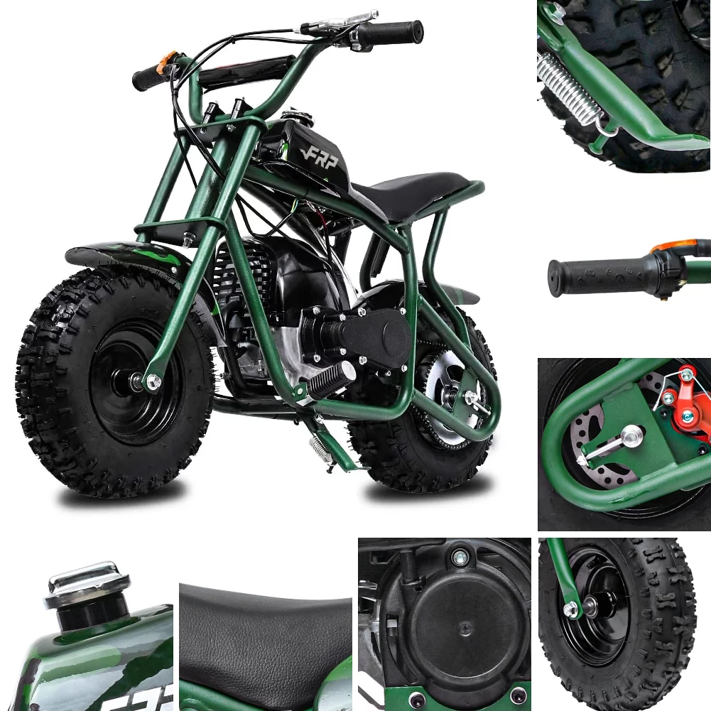 FRP DB003 Kids Mini Dirt Bike, Gas Mini Bike for Kids, Powered Dirt Bike Off-Road Dirt Bikes, Gas Powered Trail Mini Bike - Ultra Edition, Green