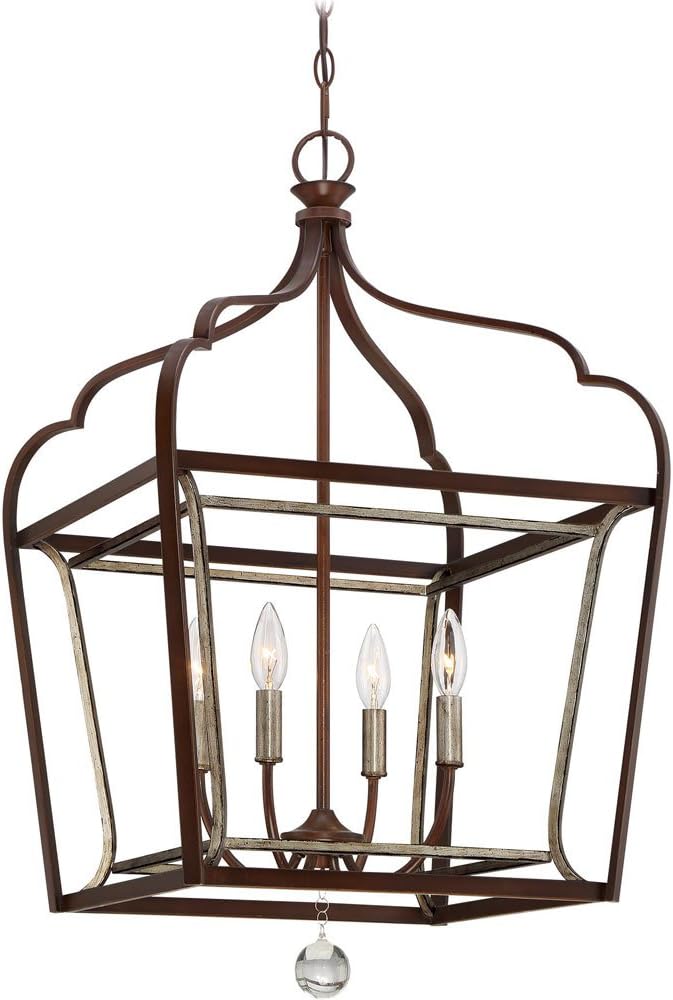 Minka Lavery Pendant Lantern Ceiling Lighting 4344-593, Astrapia Large, 4 Light, Dark Rubbed Sienna