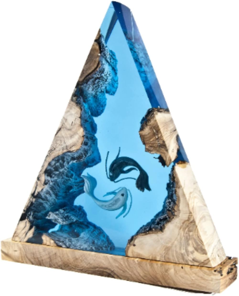 Yin Yang Night Light, Koi Fish Art, Unique Koi Fish Handmade Resin Lamp, Decorations Marine Art Night Light Desk Lamp, Koi Theme Diorama, (8x8 inch)