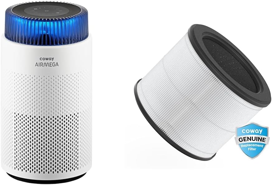 Bundle | 1 Coway Airmega 100 True HEPA Air Purifier + 1 Extra Coway Airmega 100 Air Purifier Replacement Filter Set, True HEPA and Deodorization Filter