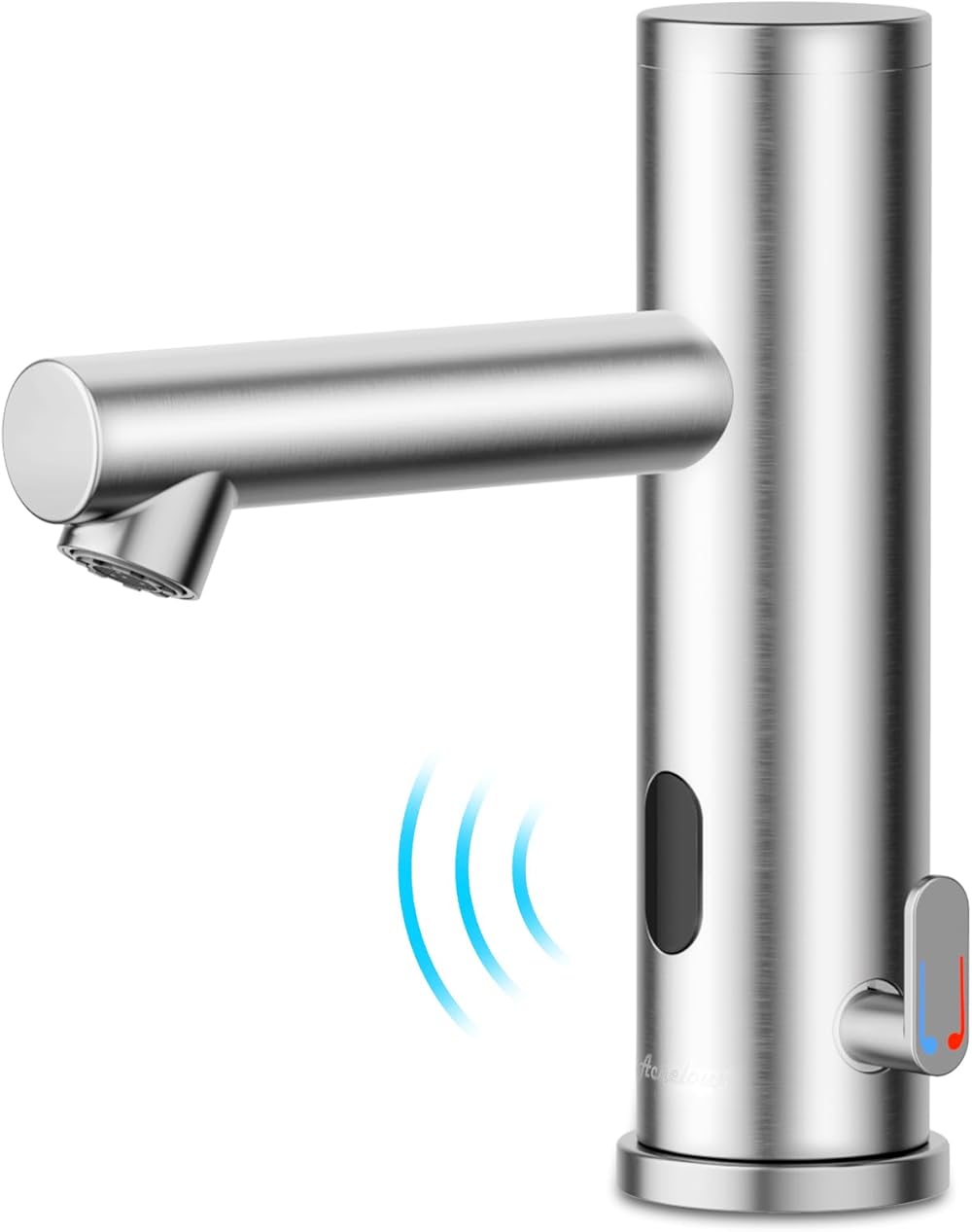 Achelous Stainless Steel Automatic Touchless Bathroom Sink Faucet, Hands Free Infrared Sensor Basin Faucet with Temperature Control, Battery Powered Sensor Bathroom Tap